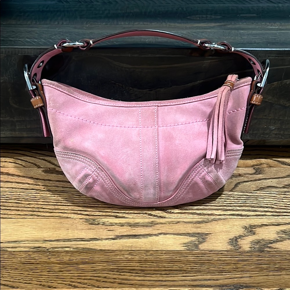 Pink Suede Shoulder Bag